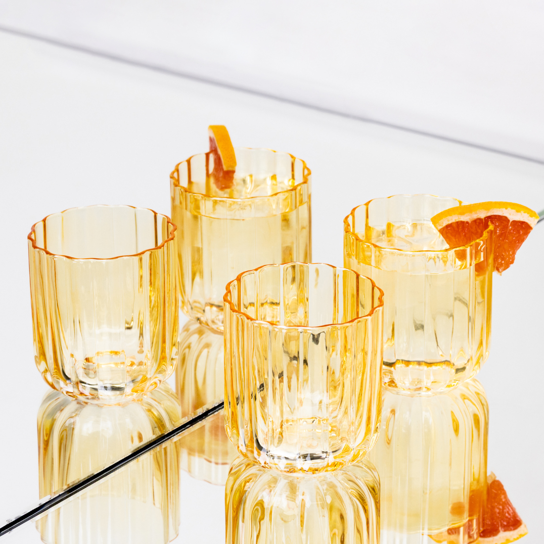 Tumbler Gaia   Set van 4   whiskeyglas   35cl   drinkglas   oker