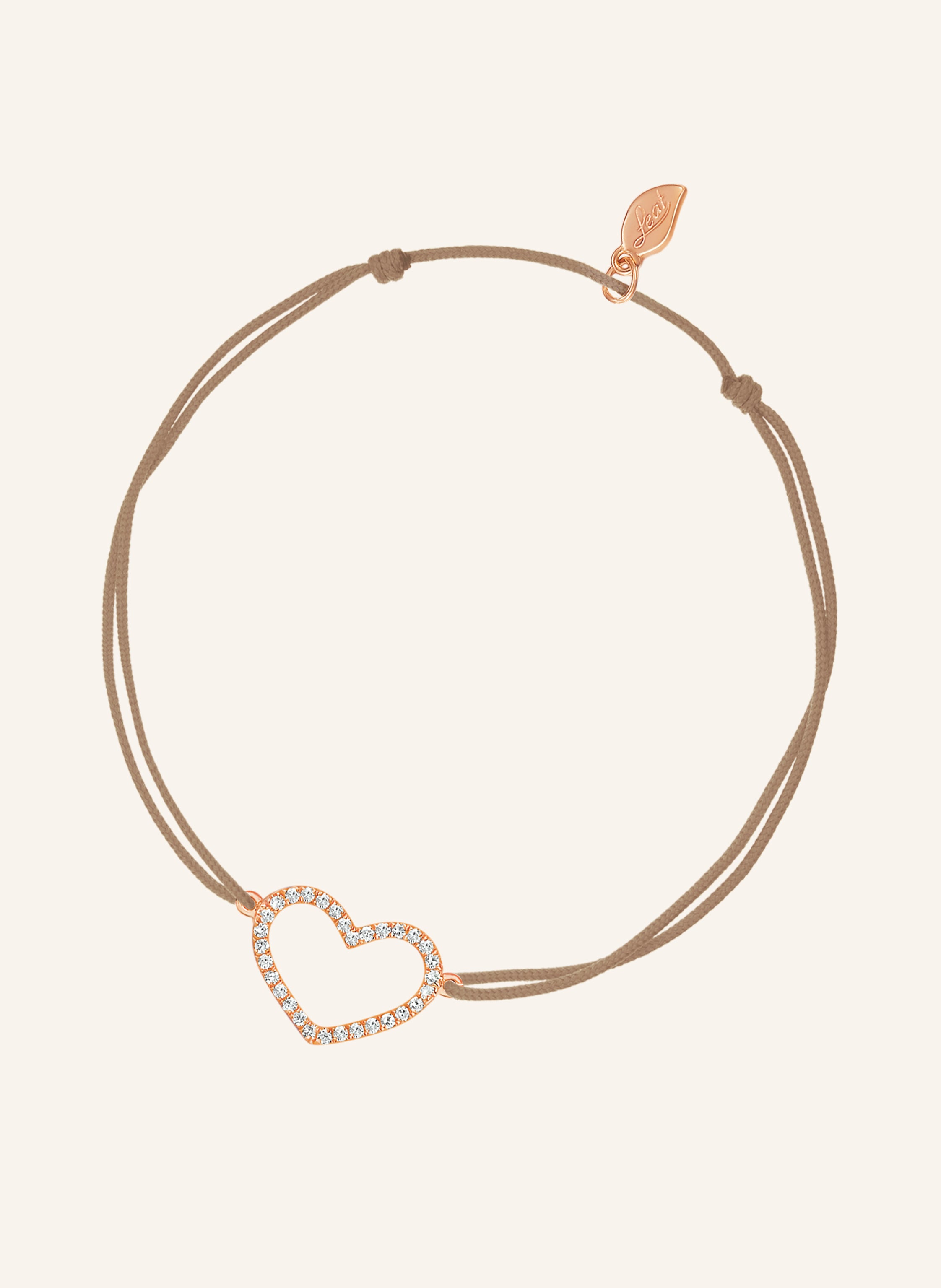 Leaf Freundschaftsarmband HEART aus 18 Karat Roségold mit Diamanten