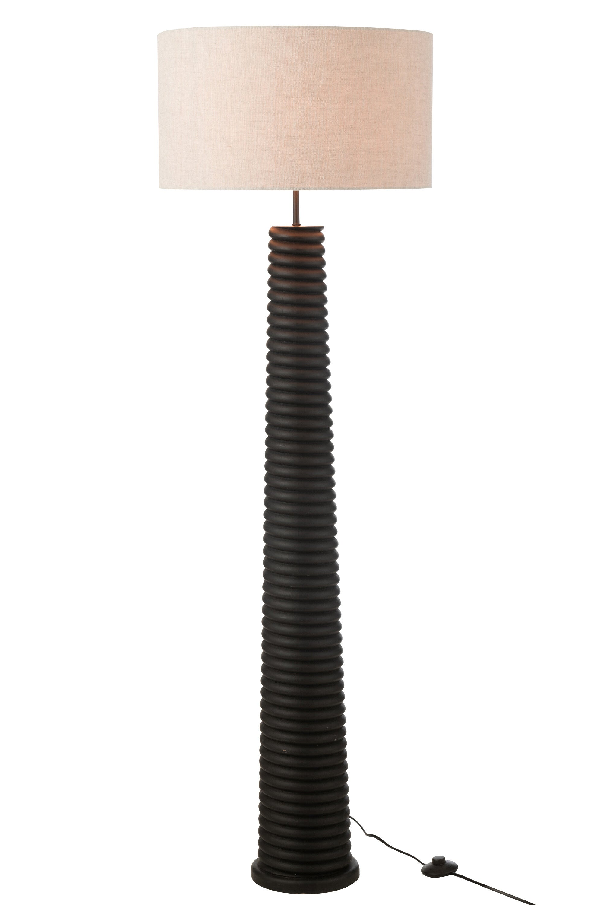 J-Line vloerlamp Schroefdraad Ailanthus - hout - zwart/grijs