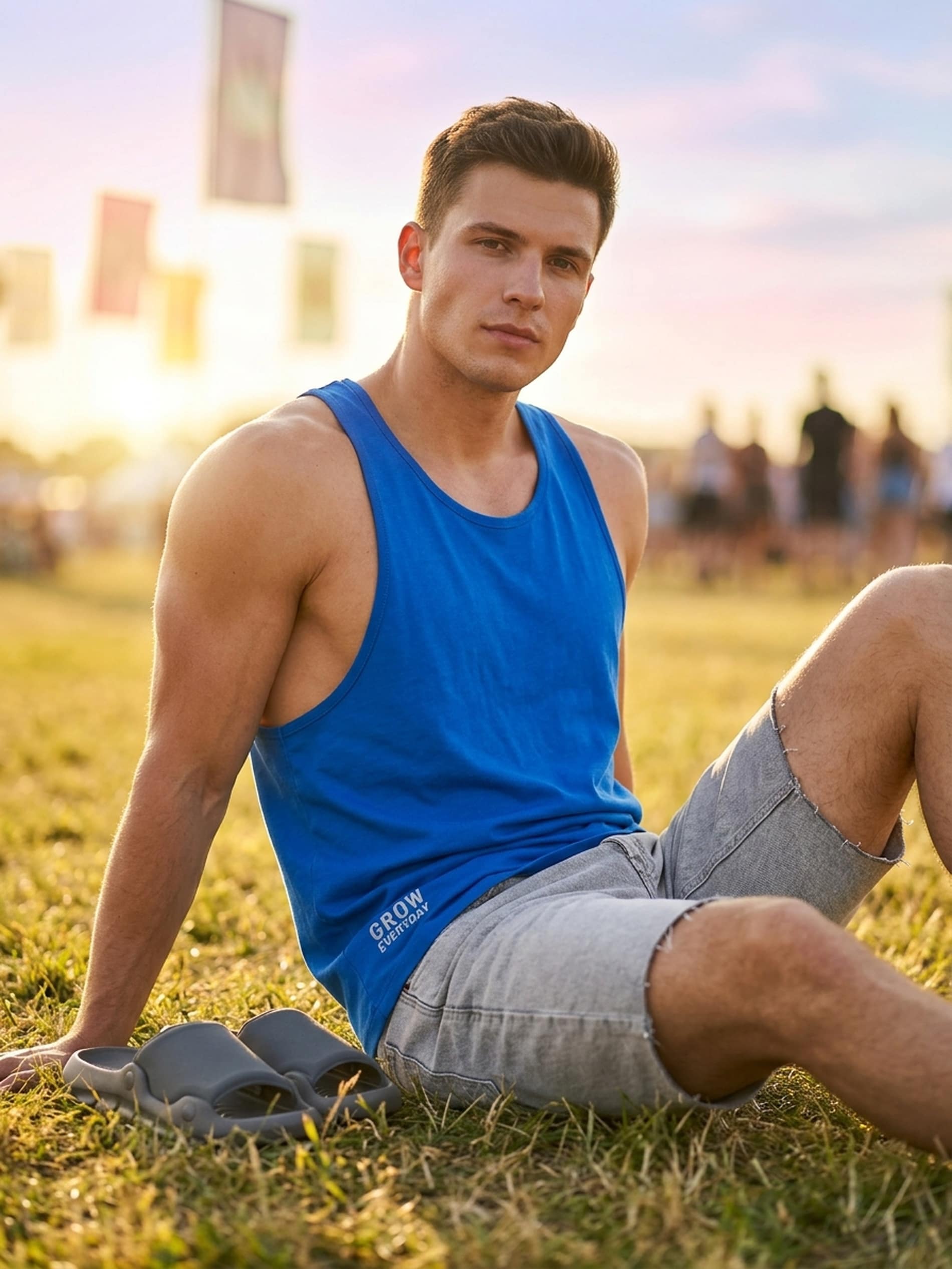 Bawełniany tank top sportowy z napisem