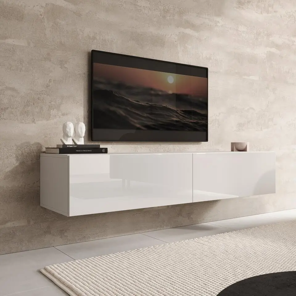 Meubella - TV-Meubel Palm - Wit - 160 cm