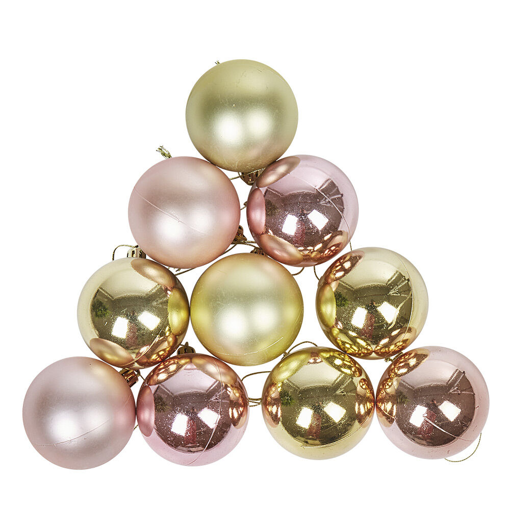 Boule de No&euml;l rose et dorée x10