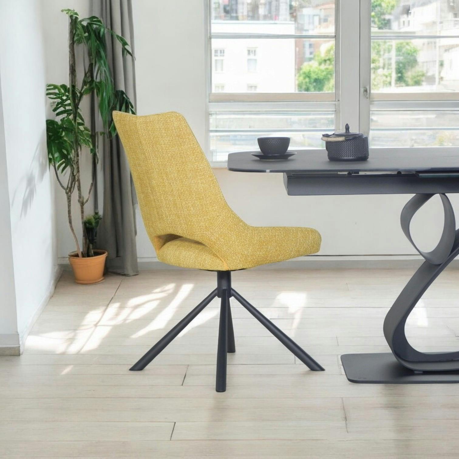 Chaise contemporaine pivotante moutarde (lot de 2) LIGURIE