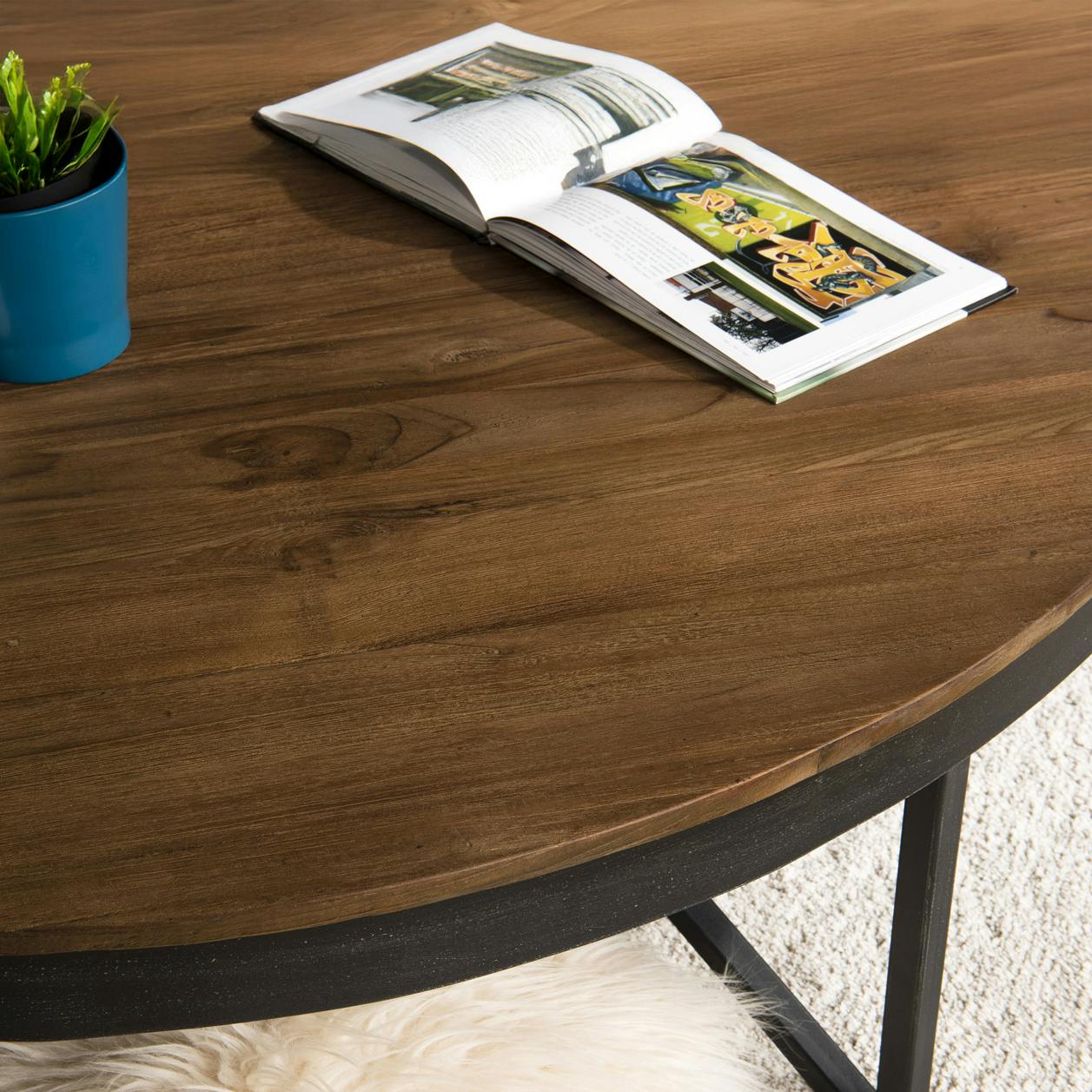 Table basse ronde bois de teck recyclé XL SWING