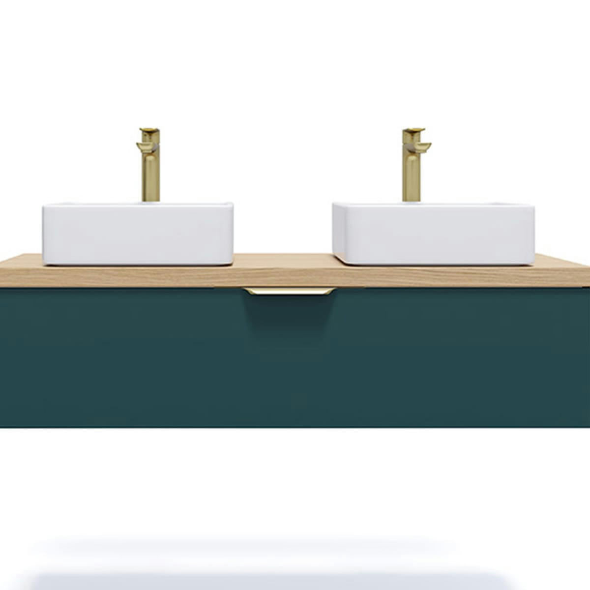 VENICE - Meuble salle de bain 2 vasques posées 120cm 1 tiroir Bleu