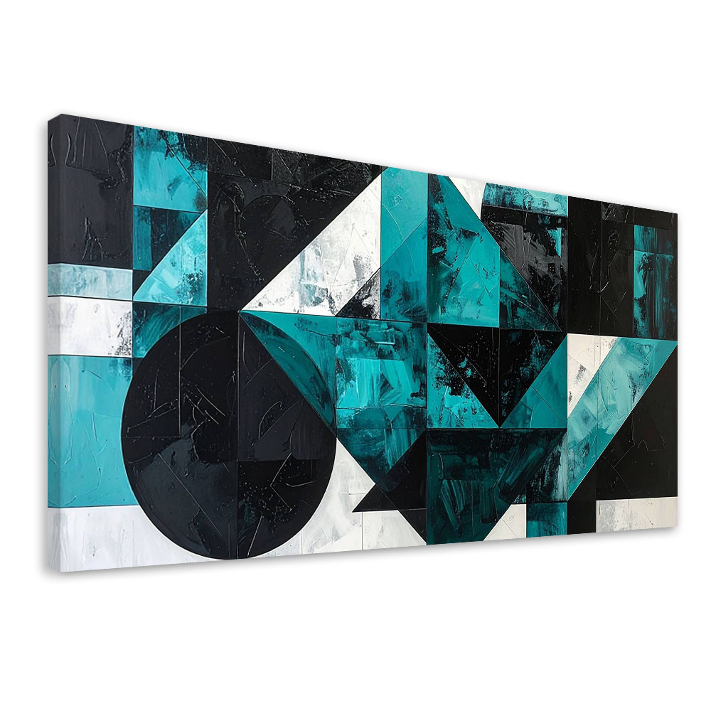 Obraz do salonu biura, Geometryczna abstrakcja turkusowy 80x40
