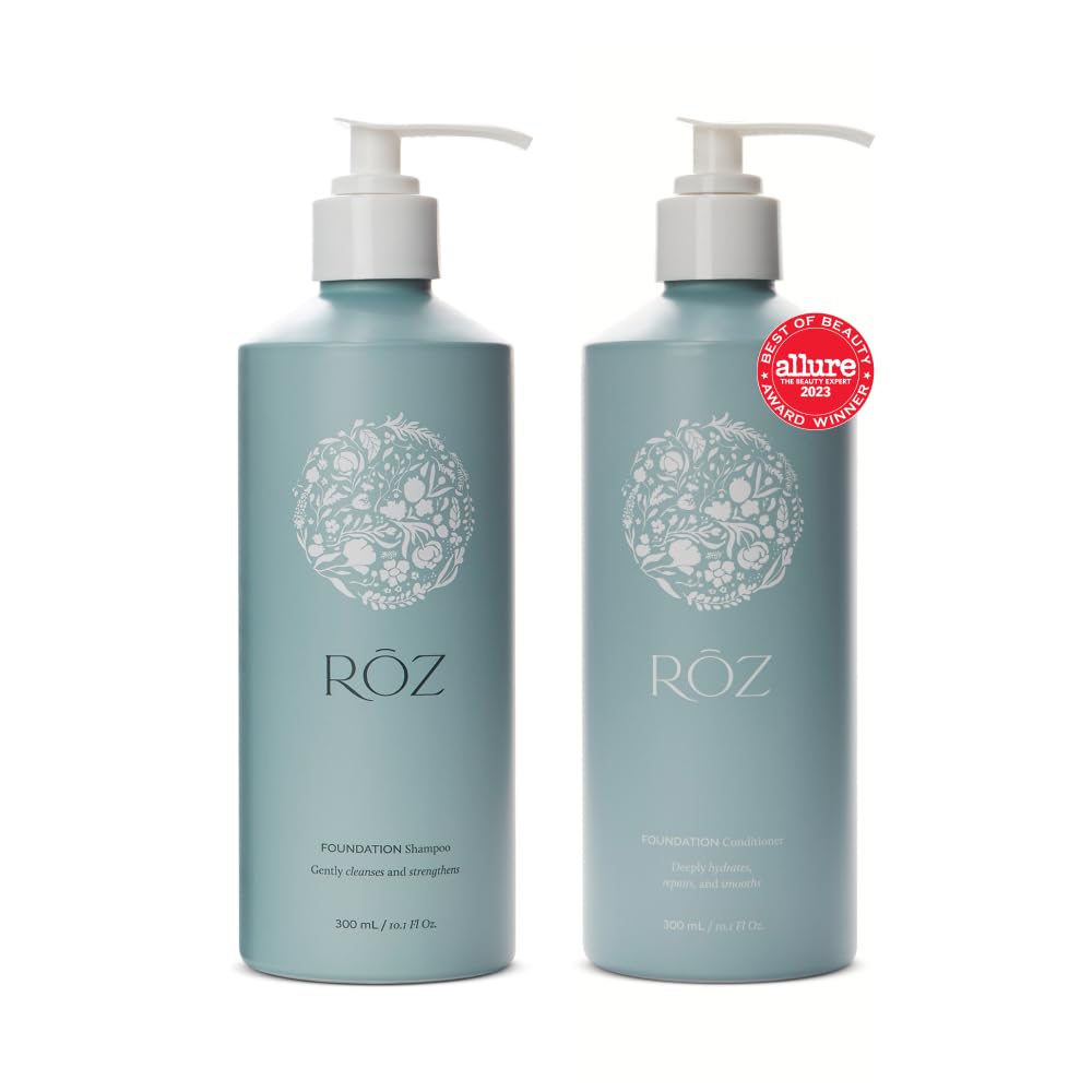 RŌZ Foundation Shampoo and Conditioner Set Duo - Sulfate-Free Hydrating Shampoo and Conditioner for Women & Men - All Hair Types | Vegan, Color-Safe, Silicone & Paraben-Free | 10.1 oz Each