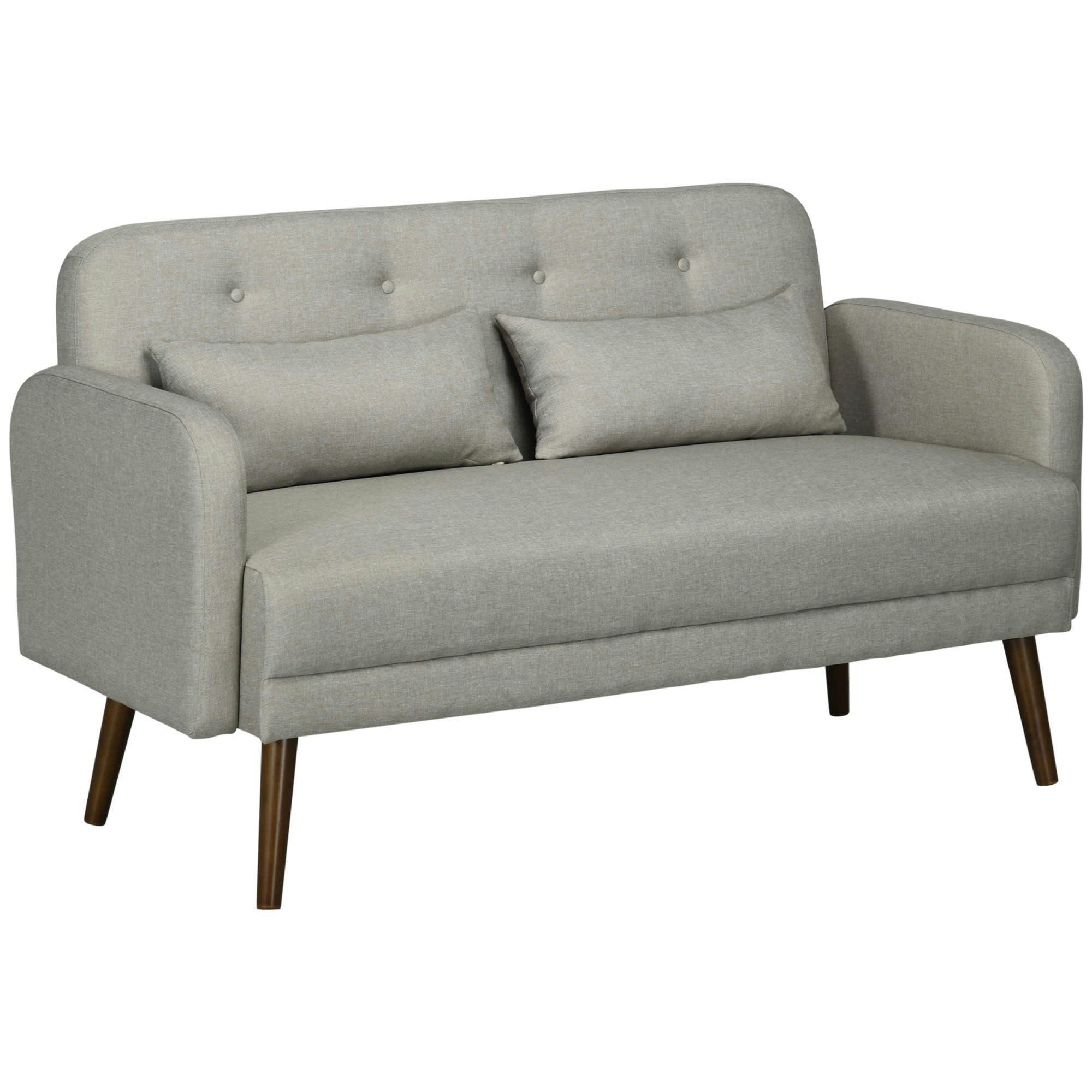 - Canapé 2 places style Chesterfield effet capitonné - 2 coussins - gris