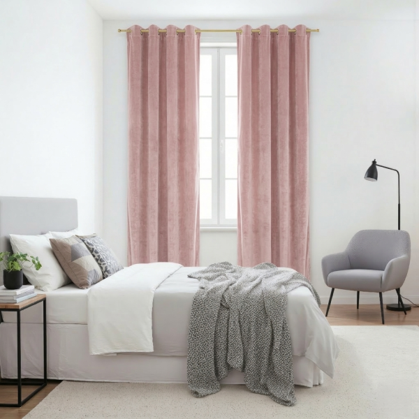 Zasłona welurowa na przelotkach 140x250 Velvet gruba Welur Pudrowy Róż