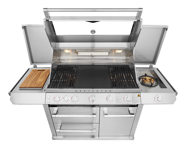 BeefEater 7000 Premium 5 Burner Flame Failure BBQ on Side Burner Cart