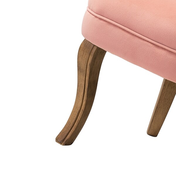 Xacobo Velvet Tufted Vanity Stool with Wood Base