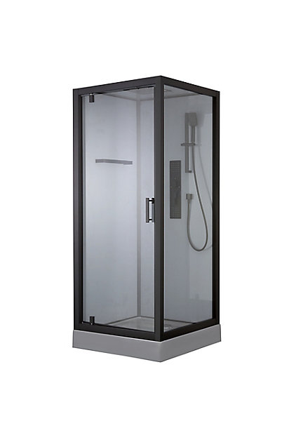 Cabine de douche hydromassante carrée noir GoodHome Beloya 90 x 90 cm
