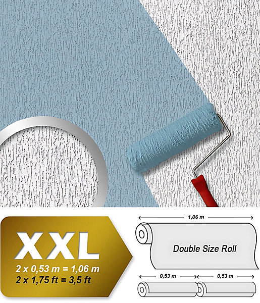 Papier peint non-tissé EDEM 80362BR70 blanc à peindre à relief aspect de crépi