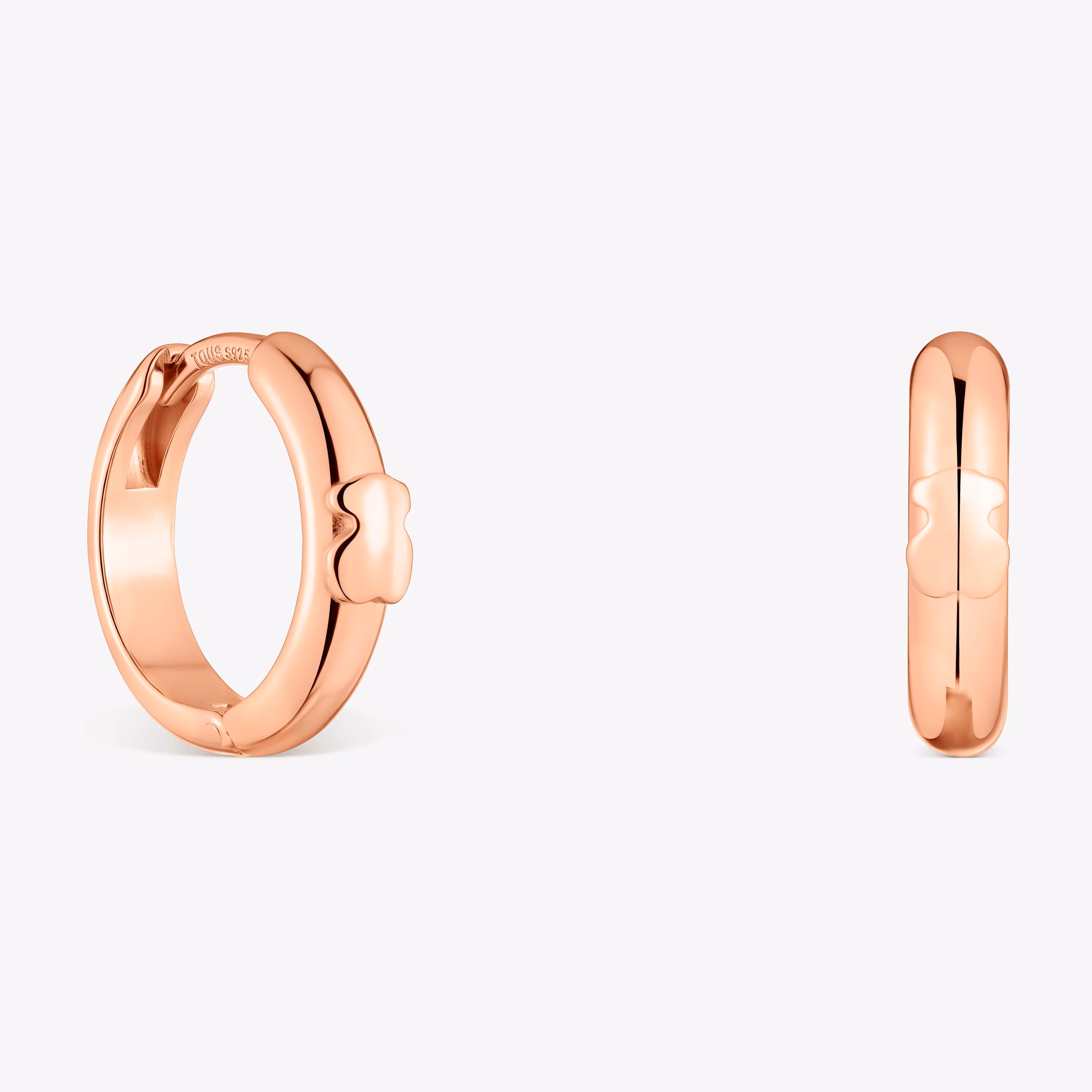 Pendientes de aro con oso y baño de oro rosa 18 kt sobre plata 12 mm TOUS Basics