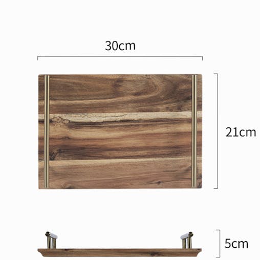 SOGA Brown Rectangle Acacia Wooden Serving Tray Board 30cm