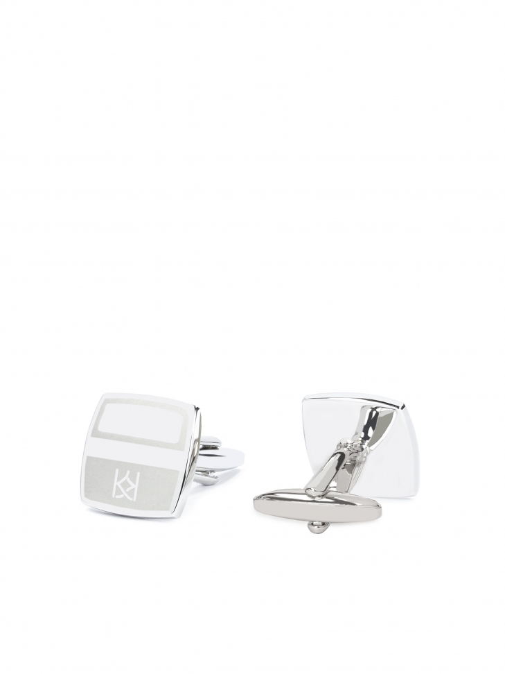 Square cufflinks with a monogram