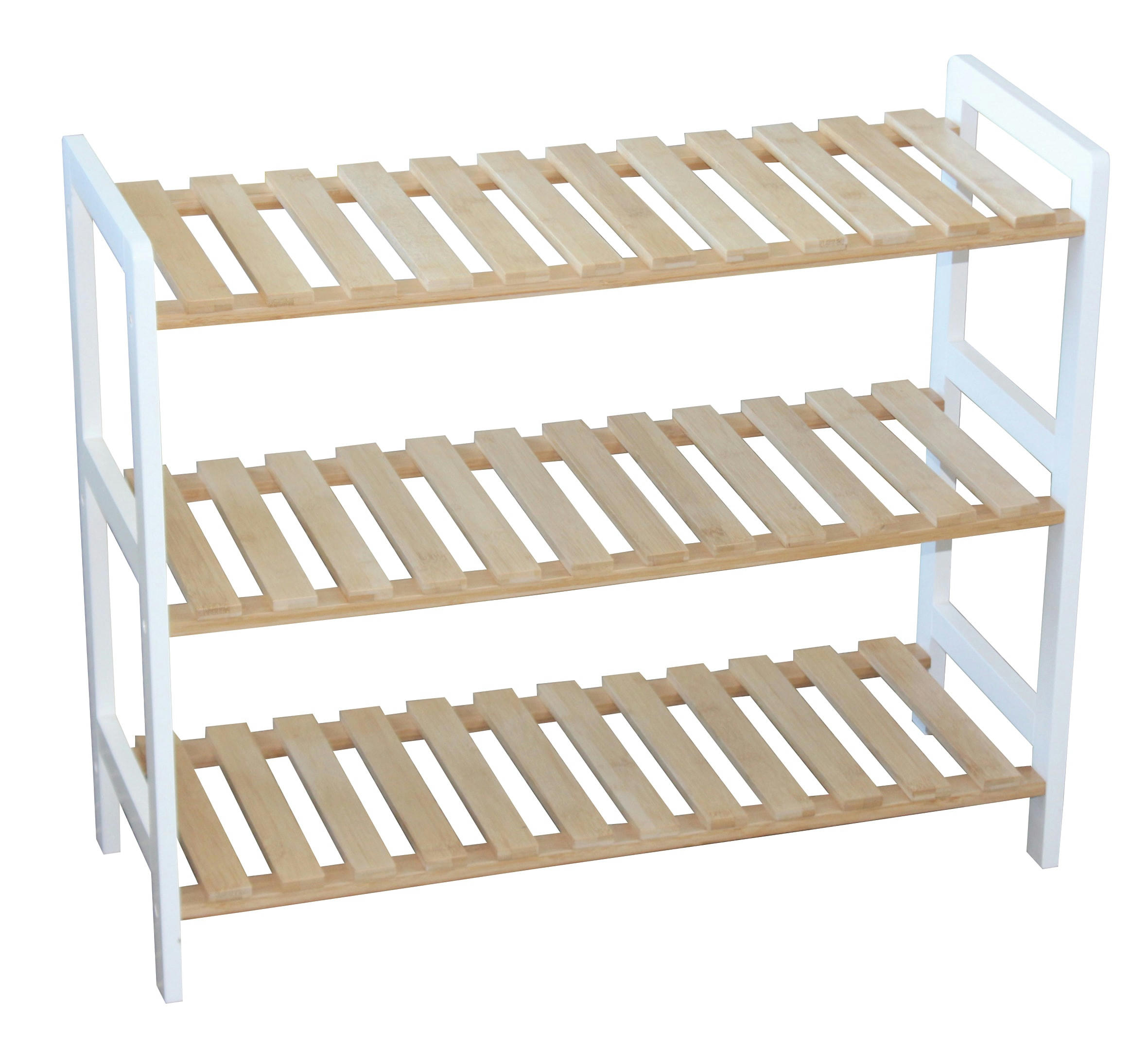 - Range-chaussures en bambou blanc 70x26x55cm