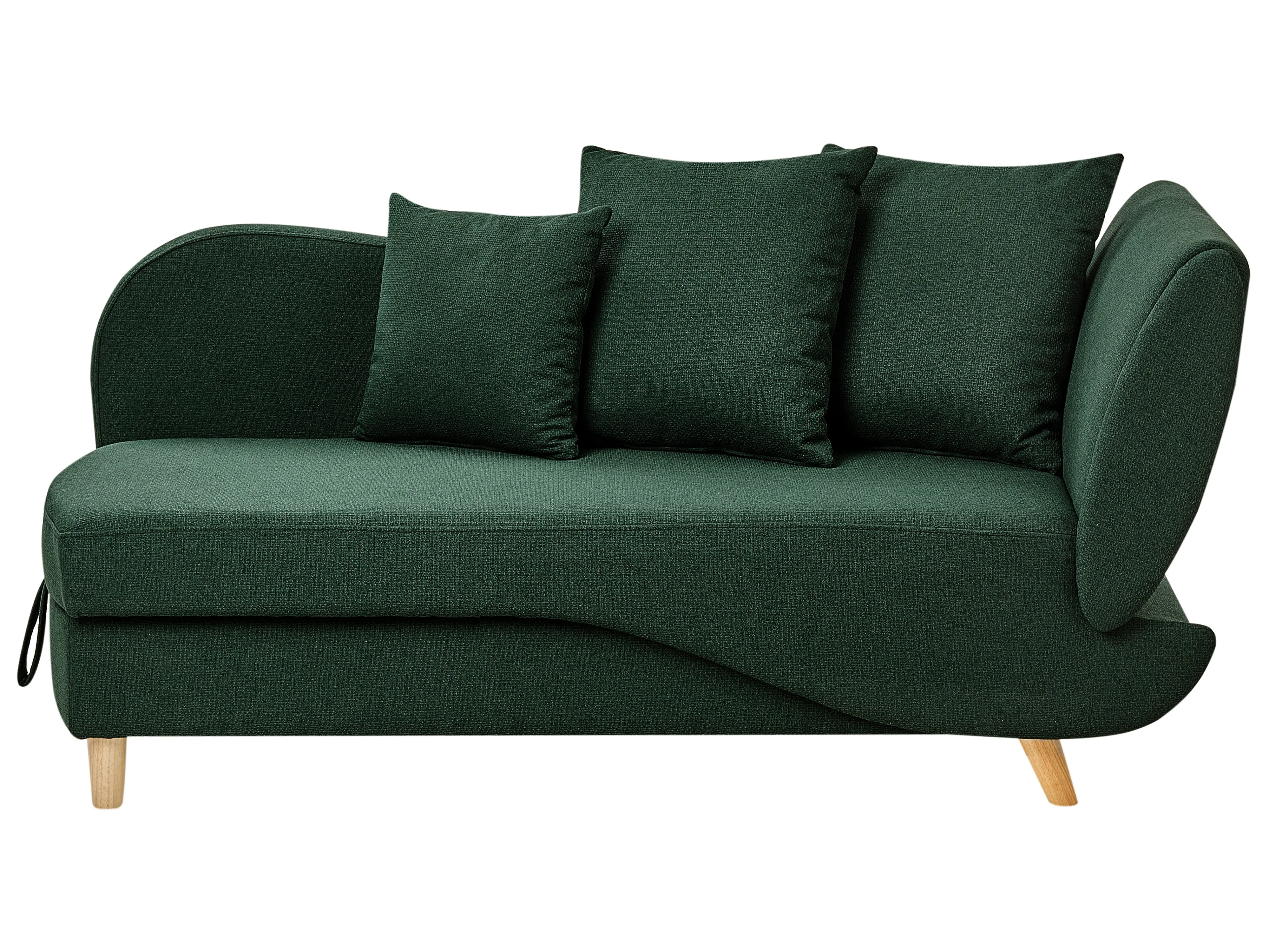 Left-Hand Chaise Longue MERI Faux Linen Green with Storage