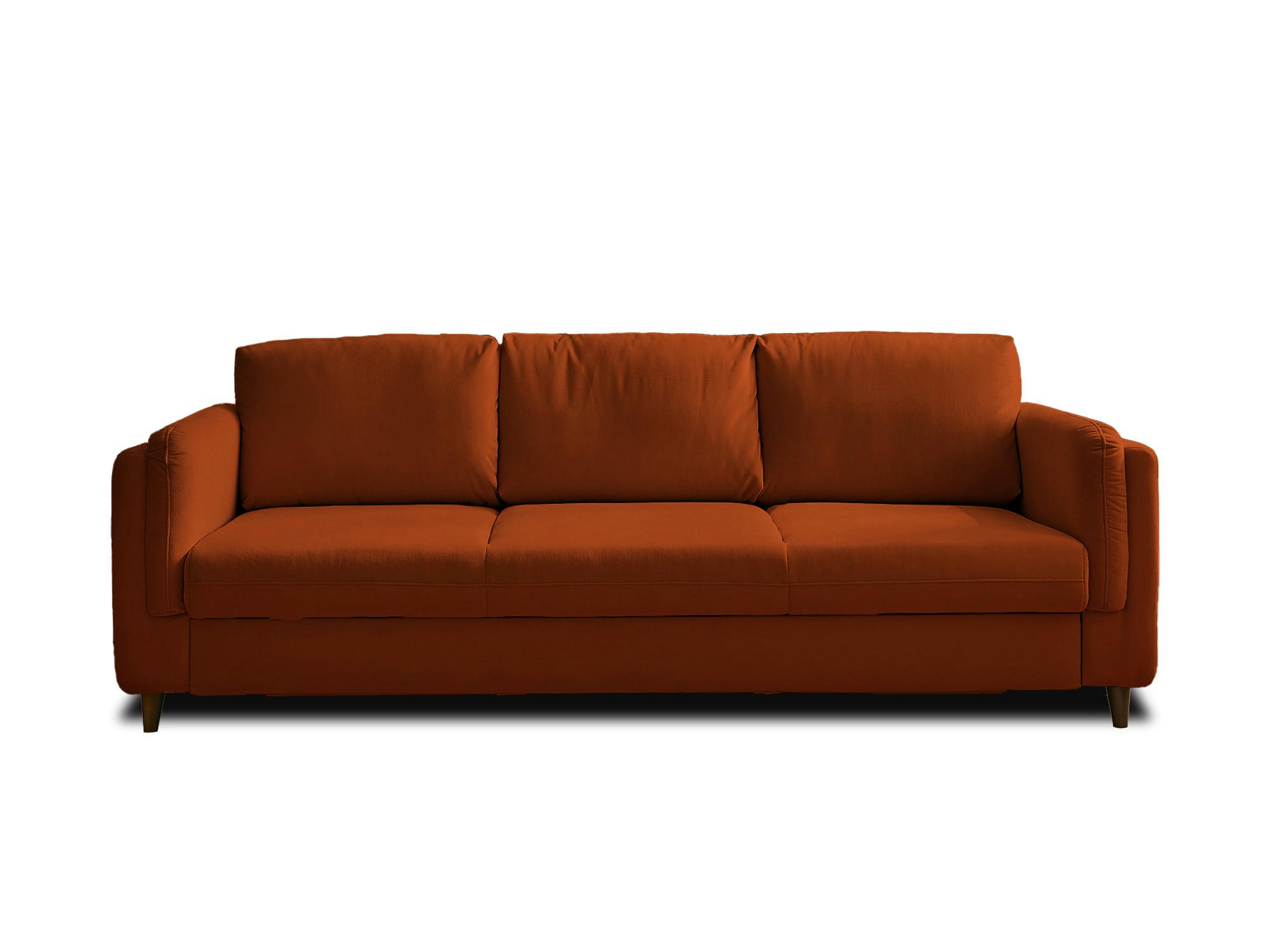 BROOKE - Canapé droit convertible 3 places en velours rouille