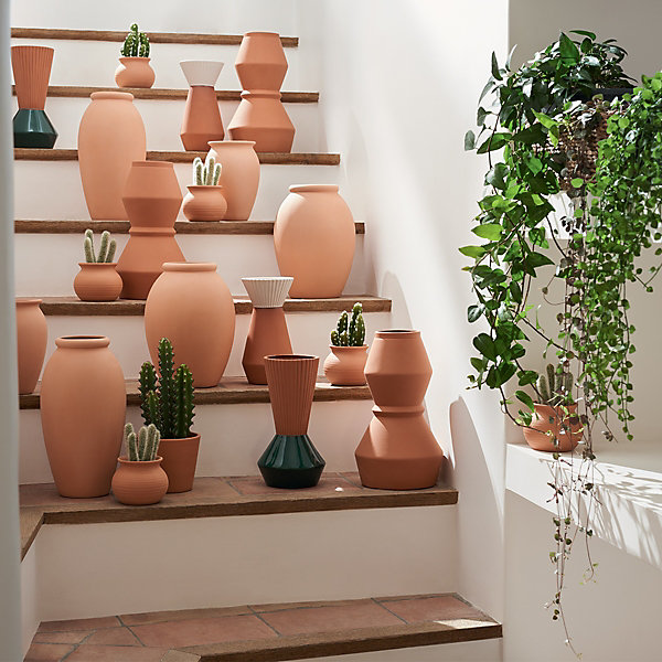 Cactus en pot Alicante terracotta H16,5cm- Blanc- Atmosphera