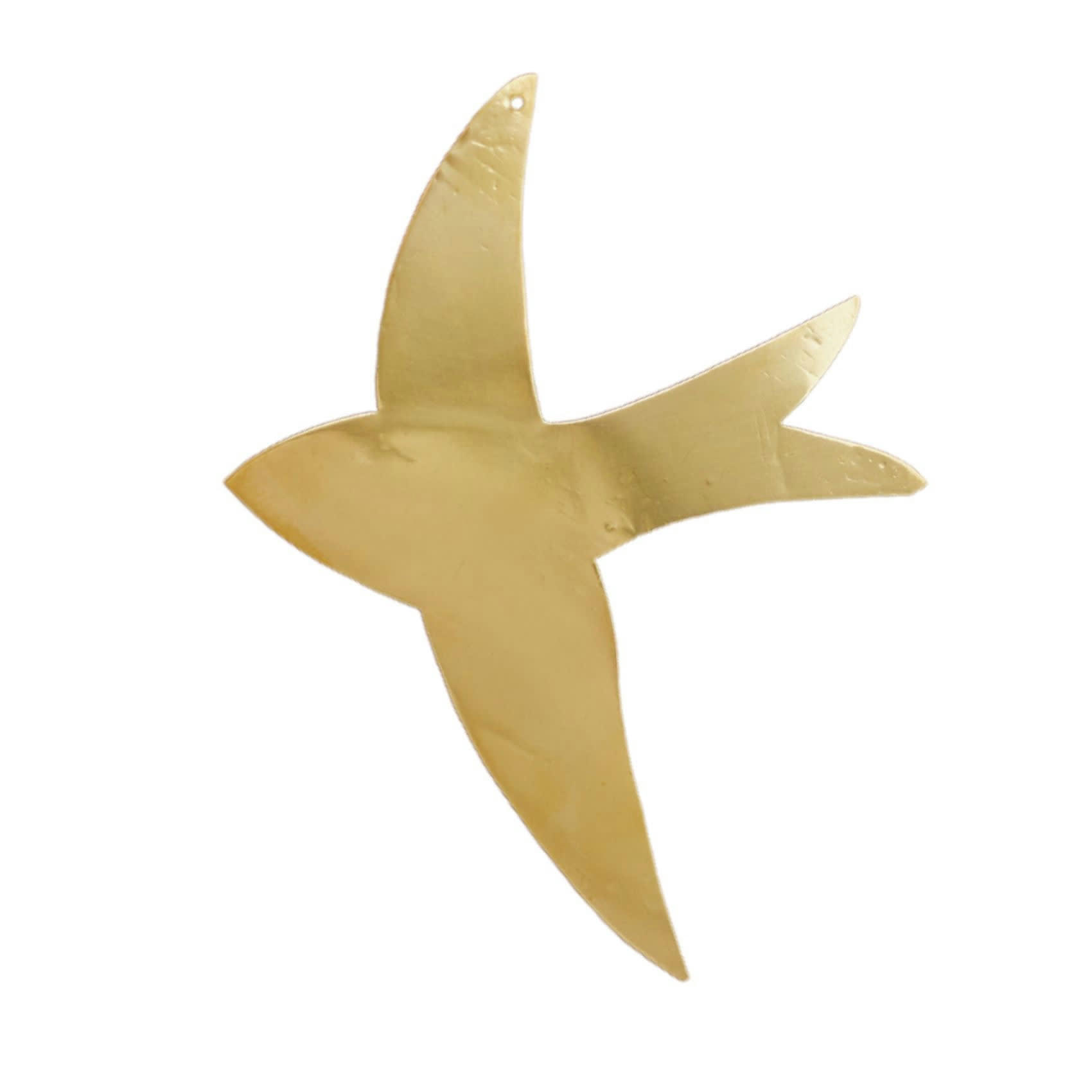 - Déco murale hirondelle en laiton métal doré 15x15 cm