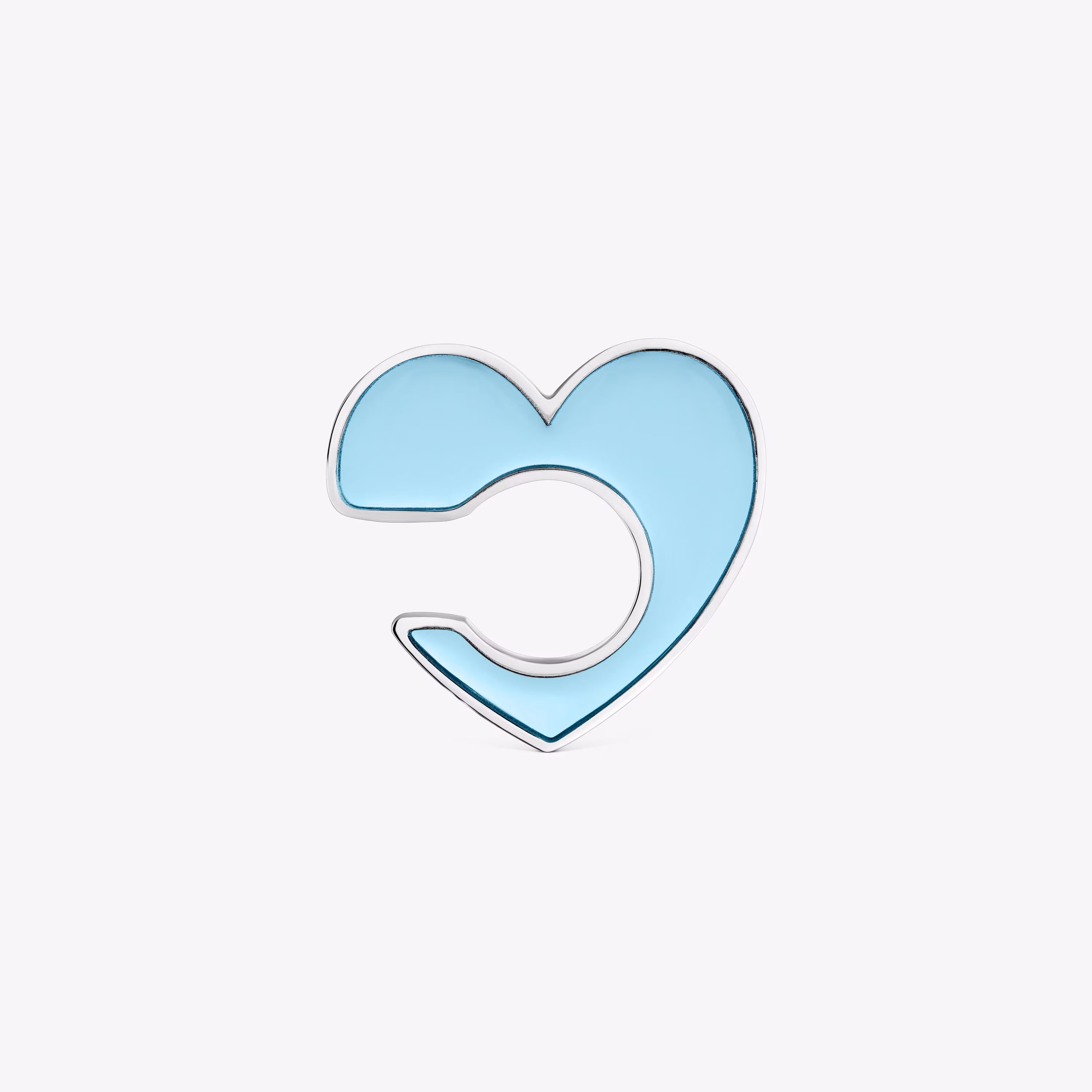 Earcuff corazón de acero y resina azul Galaxy