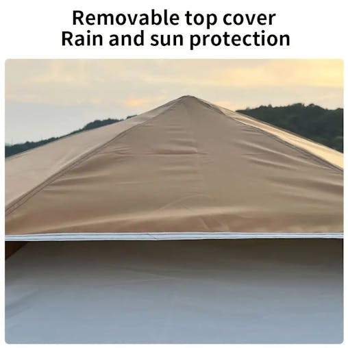 NNETM Hexagonal Fiberglass Pole Camping Tent - Silvery Glue Beige, 4-Person Capacity