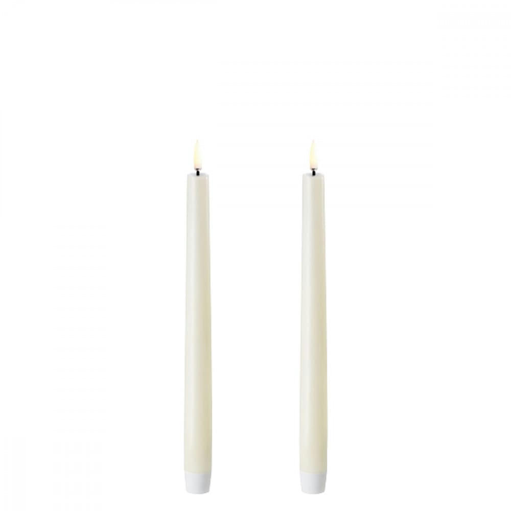 - Lot de 2 chandelles led 2.3x25cm cire crème