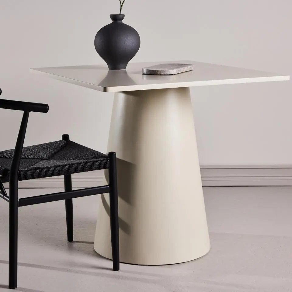 Eettafel Vierkant Glanzend Beige - 80x80x75cm - Lanzi