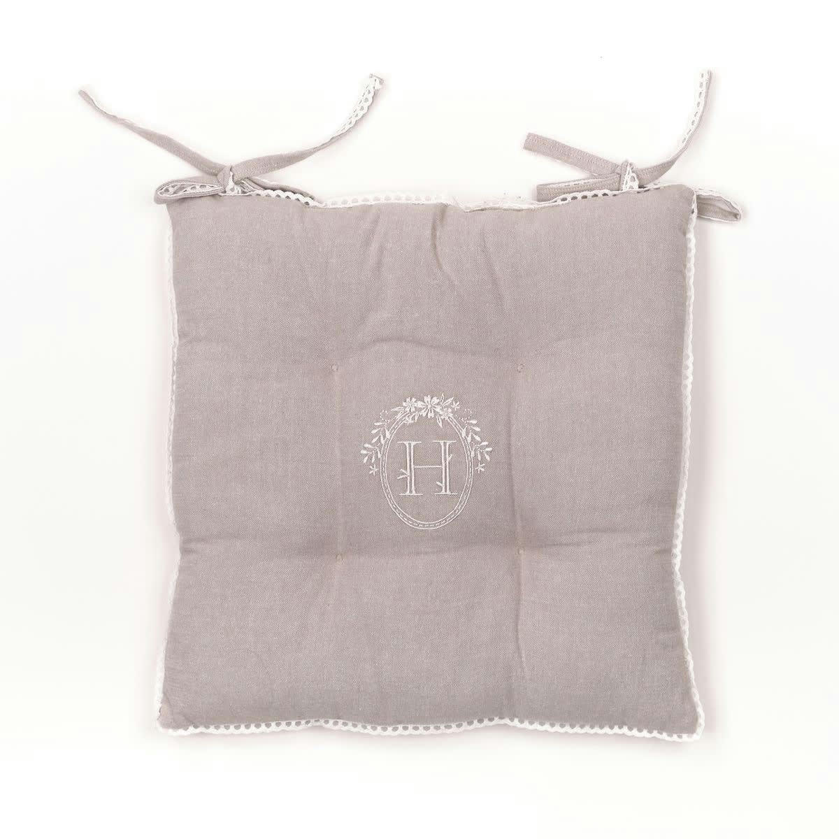 CHARME - Assise matelassée en coton beige 40x40