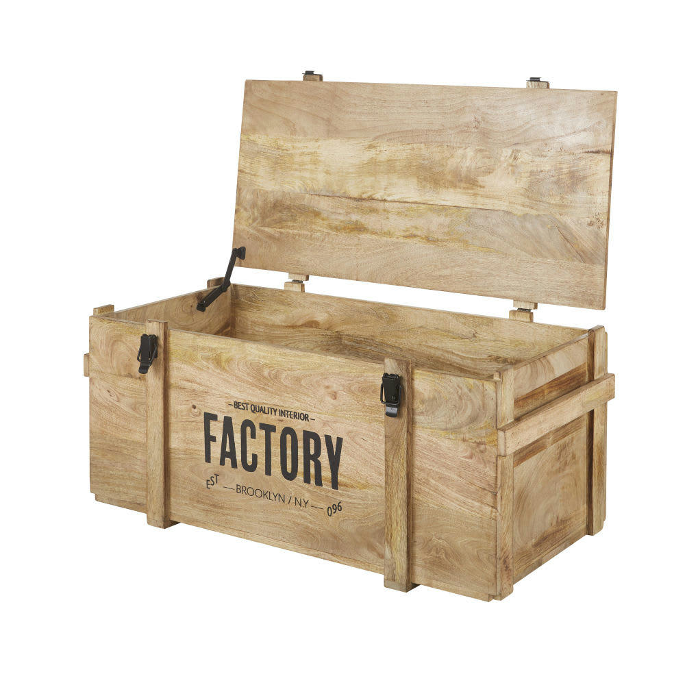 FACTORY - Malle en bois de manguier et métal noir