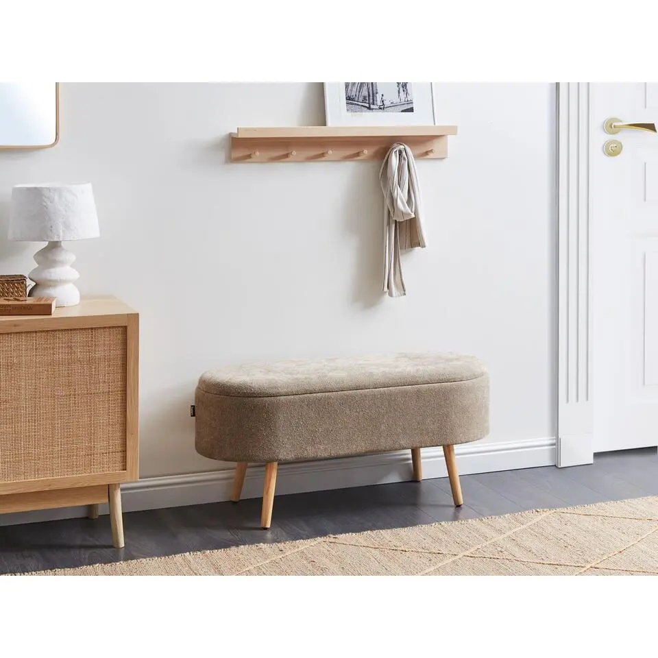 OKLAHOMA - Bankje met opbergruimte - Lichtbruin - Chenille