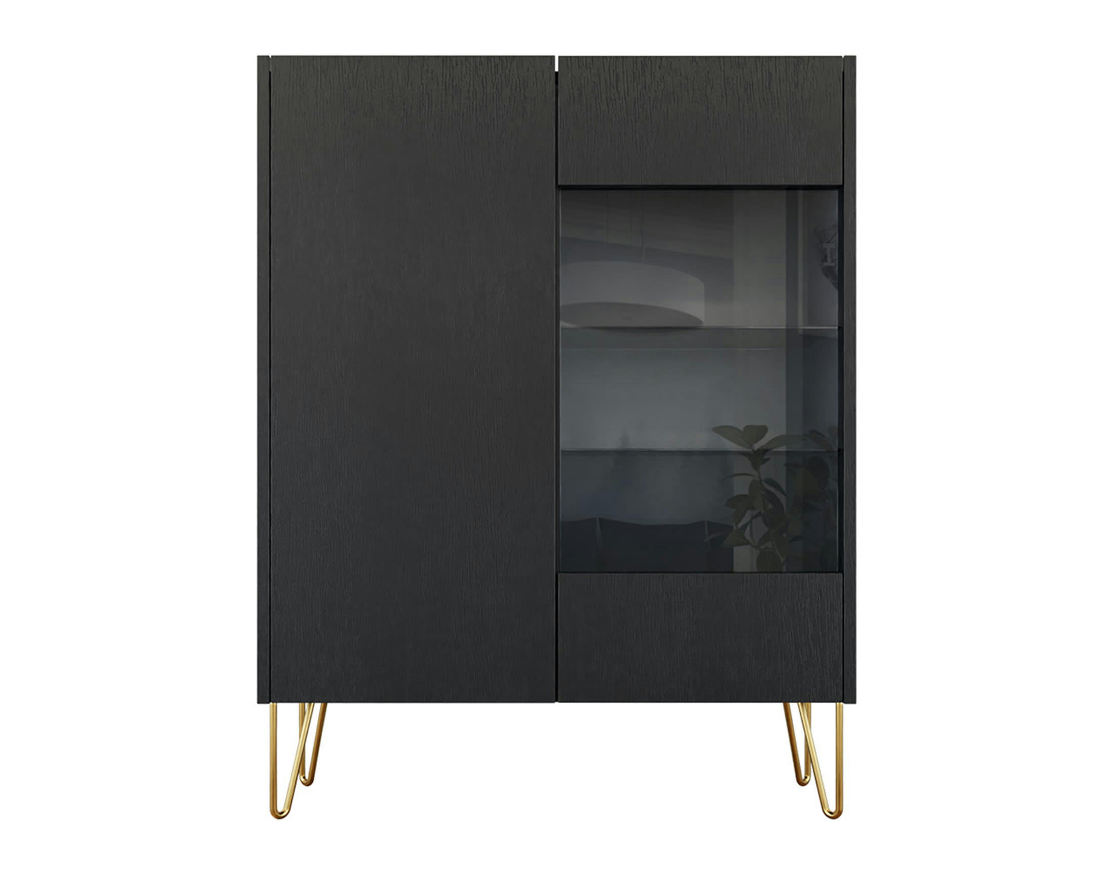 CALI - Vitrine style contemporain 97 cm noir / doré