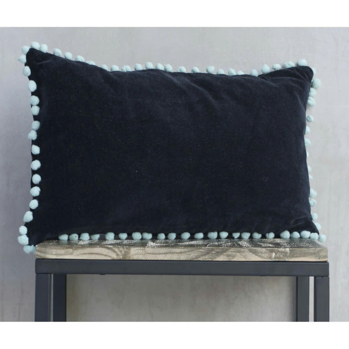 AVORIAZ - Housse de coussin velours de coton  50x30 noir