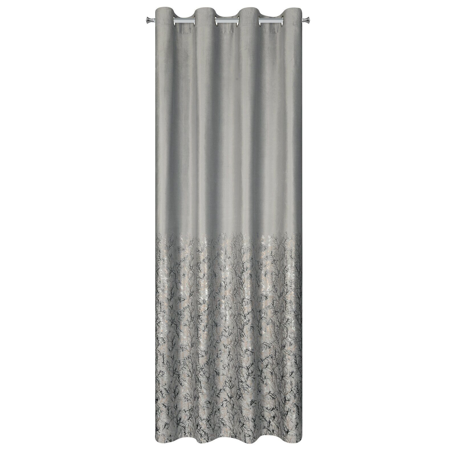 Zasłona TORI 140X250 cm szara półzaciemniająca welwet przelotki elegancka
