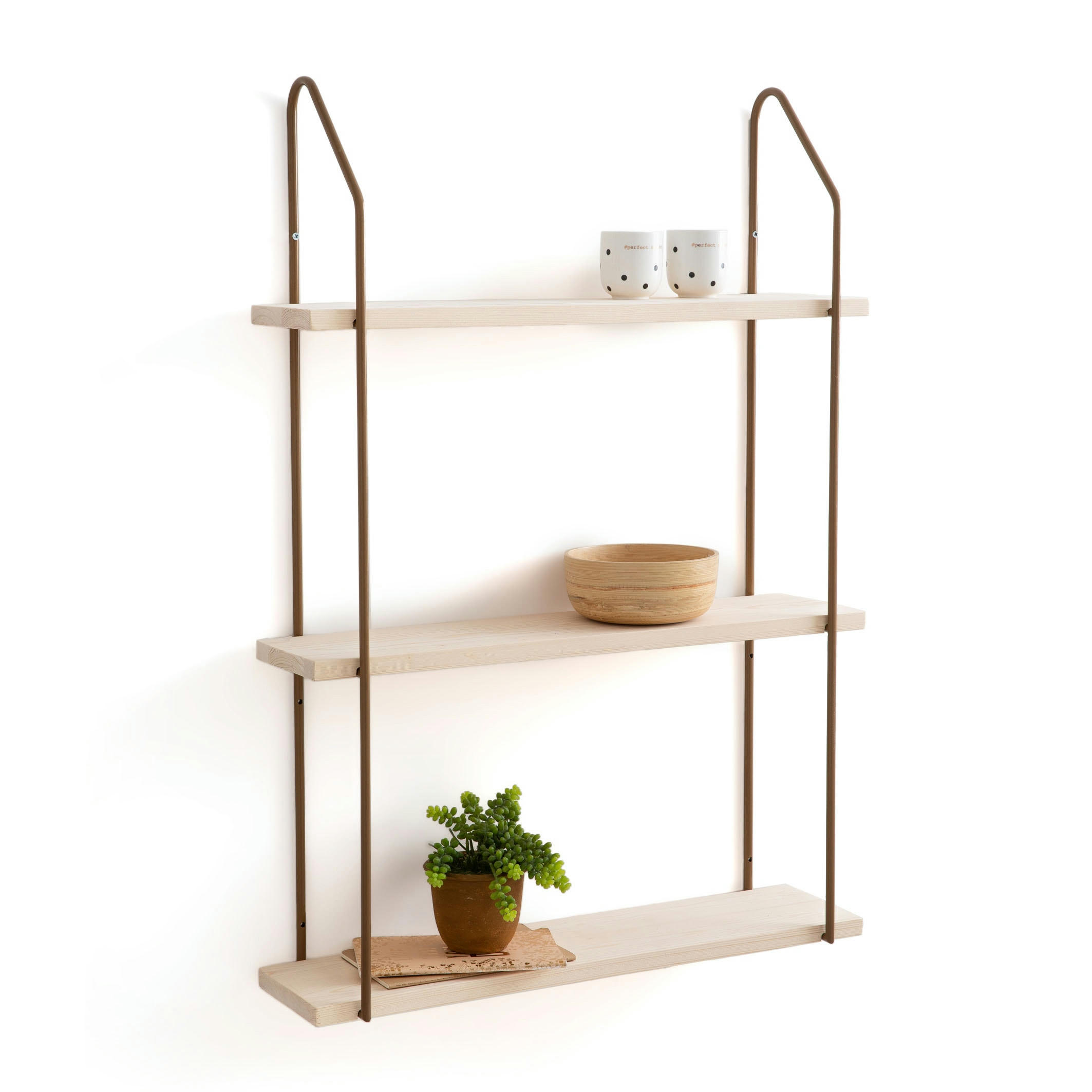 Étagère murale triple pin métal fer L65 cm, Vinto