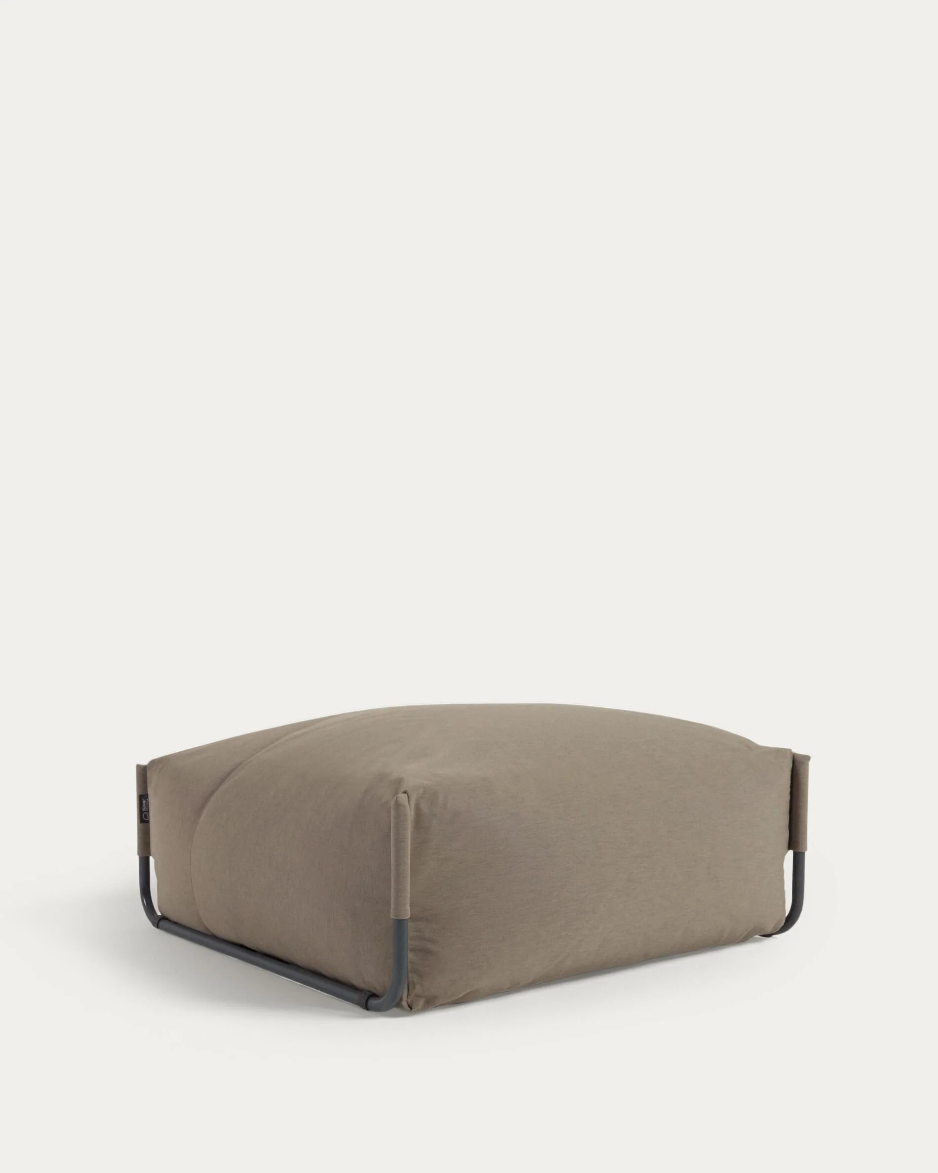 Square modular 100% outdoor sofa pouffe in green with black aluminium, 101 x 101 cm