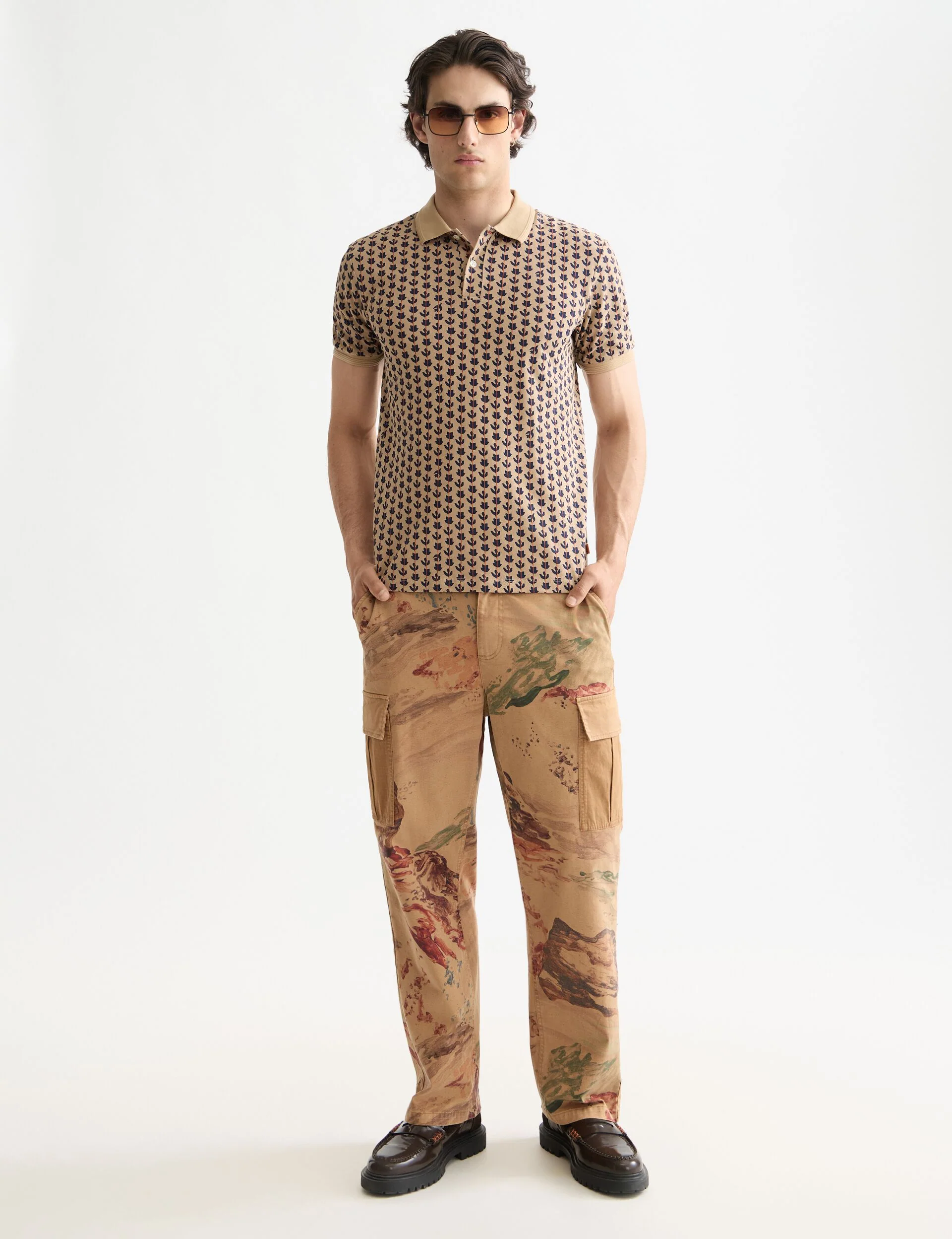 Micro allover print jersey regular fit polo