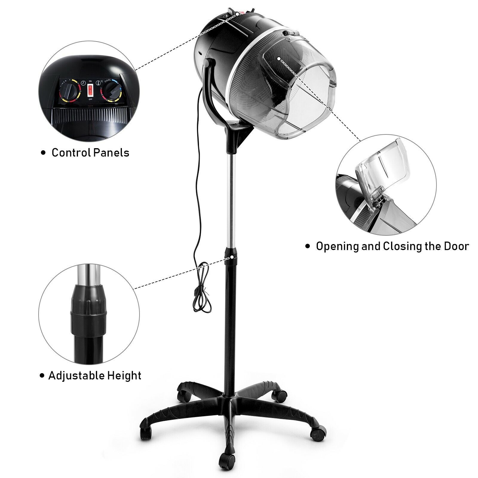 Costway Portable Salon Hair Dryer Hood Floor Stand Professional Hairdresser Hairdryer