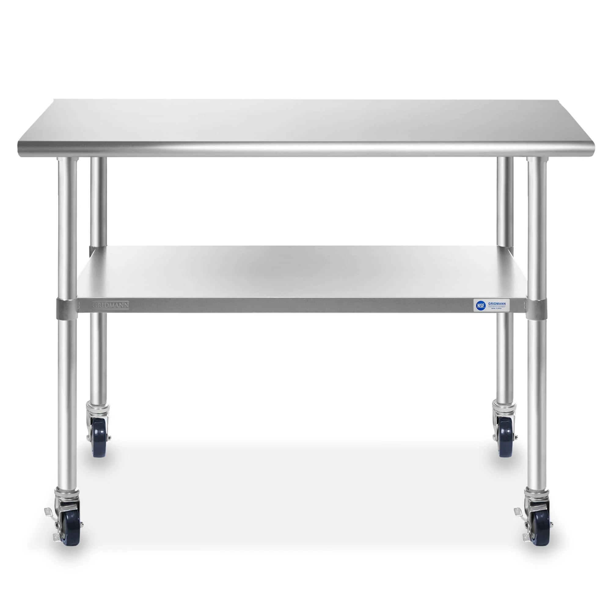 48 x 24in NSF Stainless Steel Prep Table with Casters