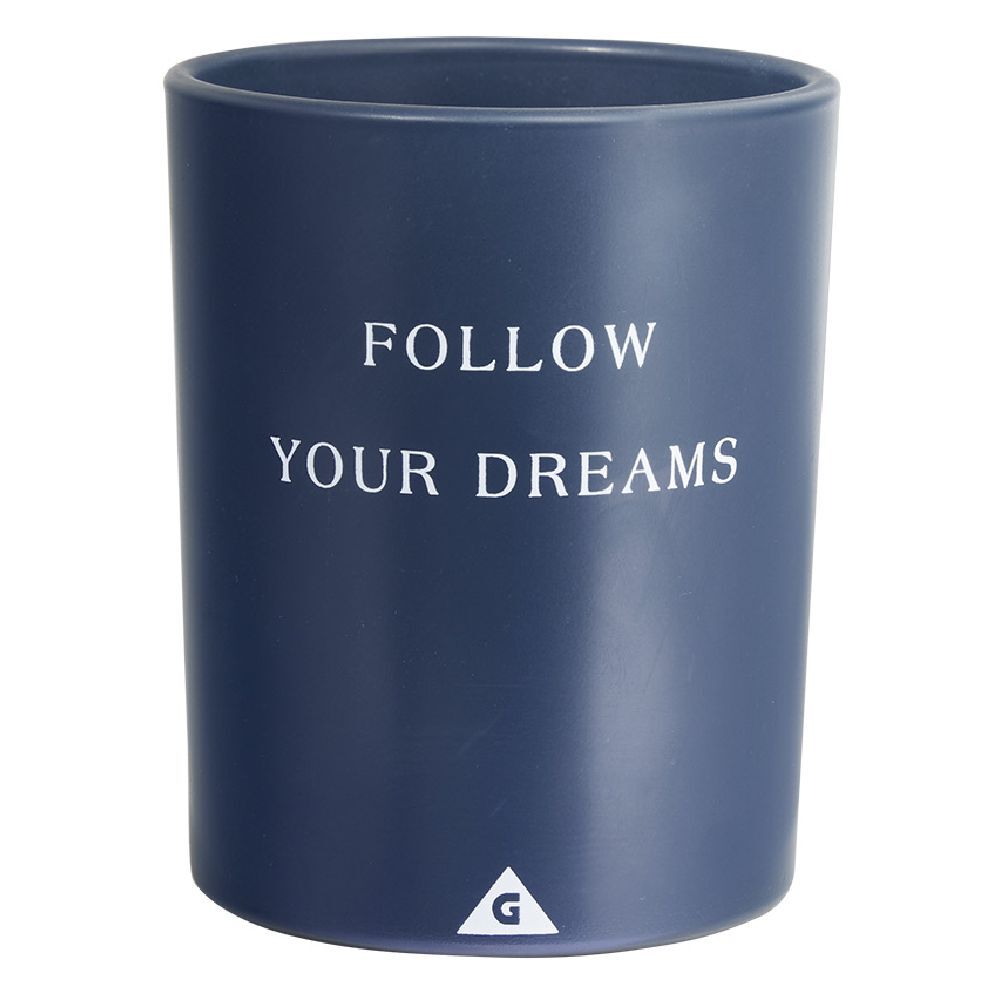 Bougie dans verre inscription Follow your dreams senteur monoï 40H