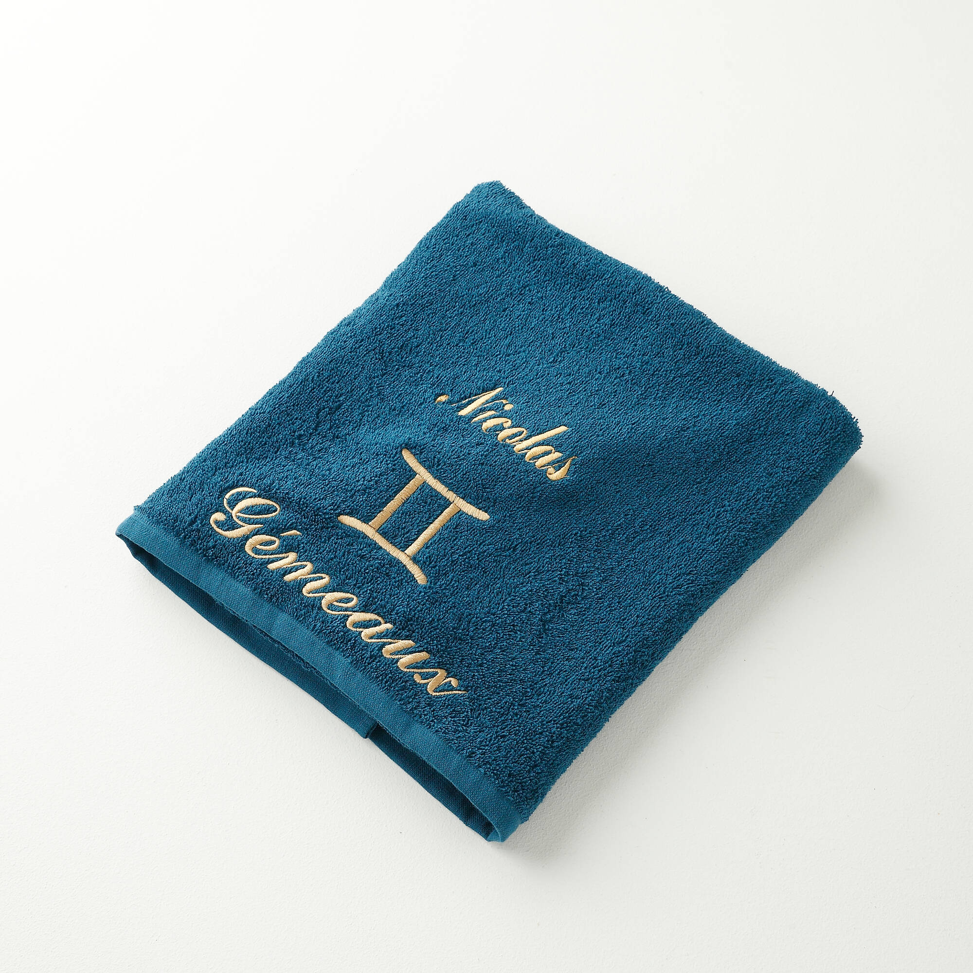 Serviettes de bain brodées Gémeaux personnalisable - 420g/m2
