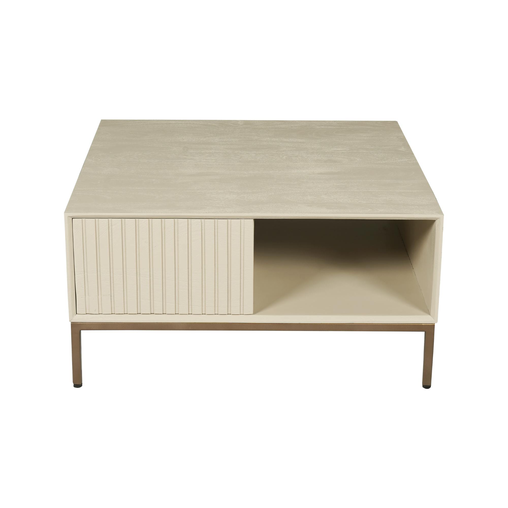 Table basse carrée en bois sable 2 tiroirs CORTINA