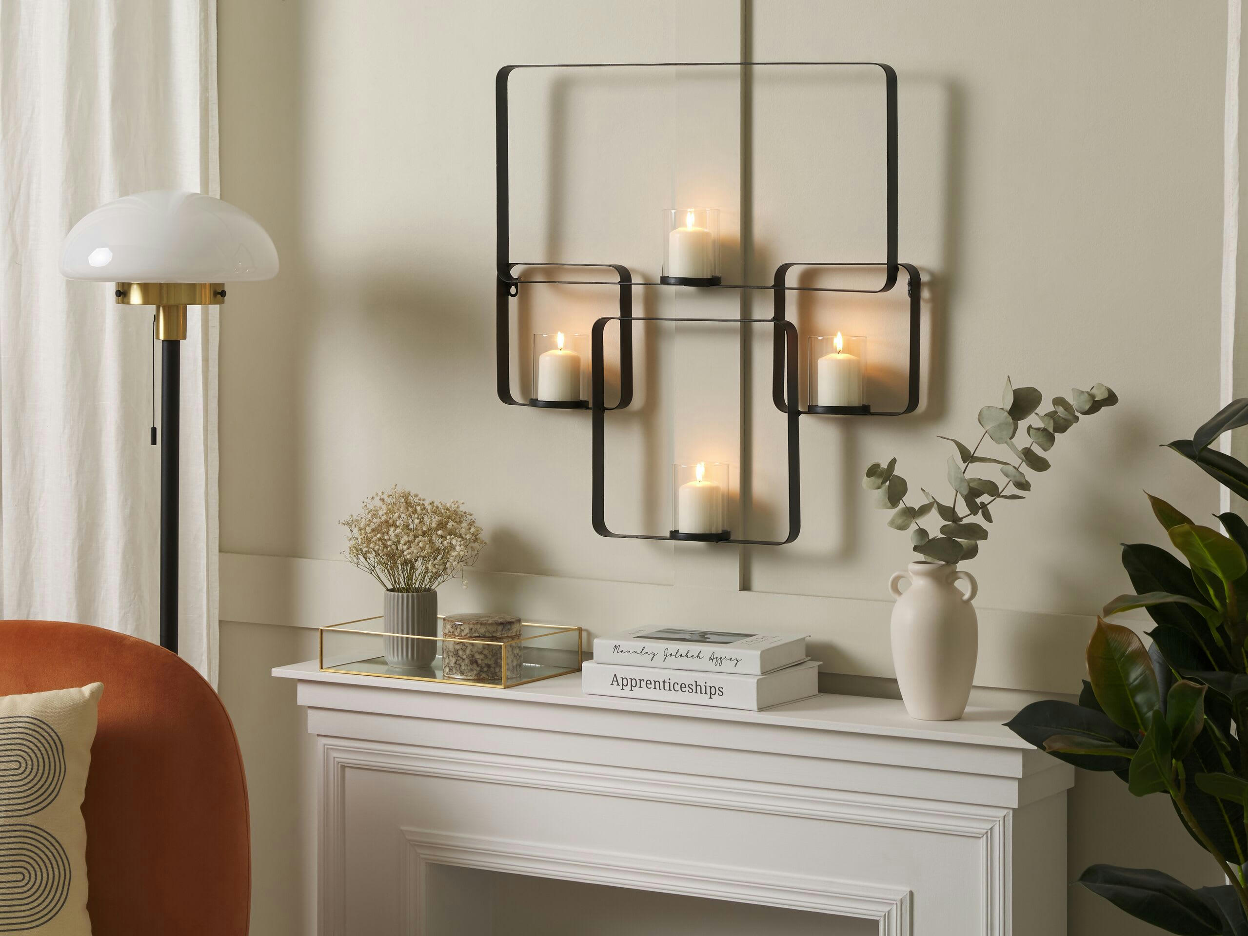 PALAWAN - Bougeoir mural en métal noir 65 cm