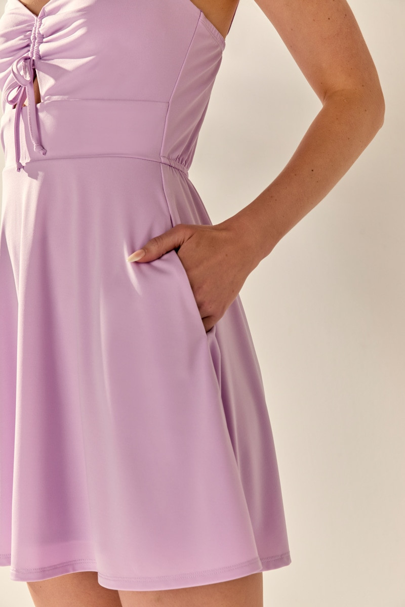 Ann Cinch Front Keyhole Flare Mini Dress