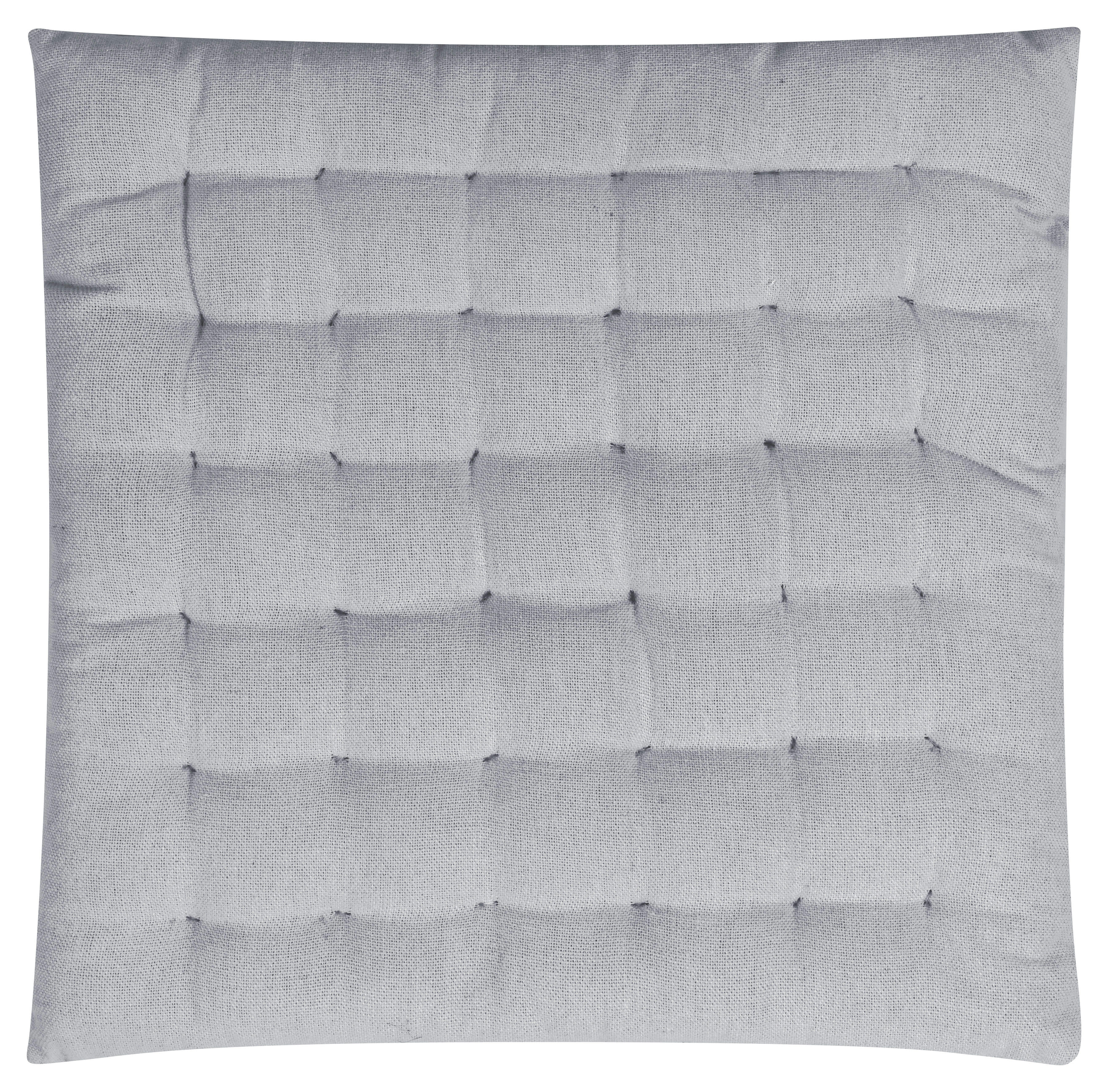 FREYA - Galettes de chaise capitonées gris -lot de4- 40x40x4