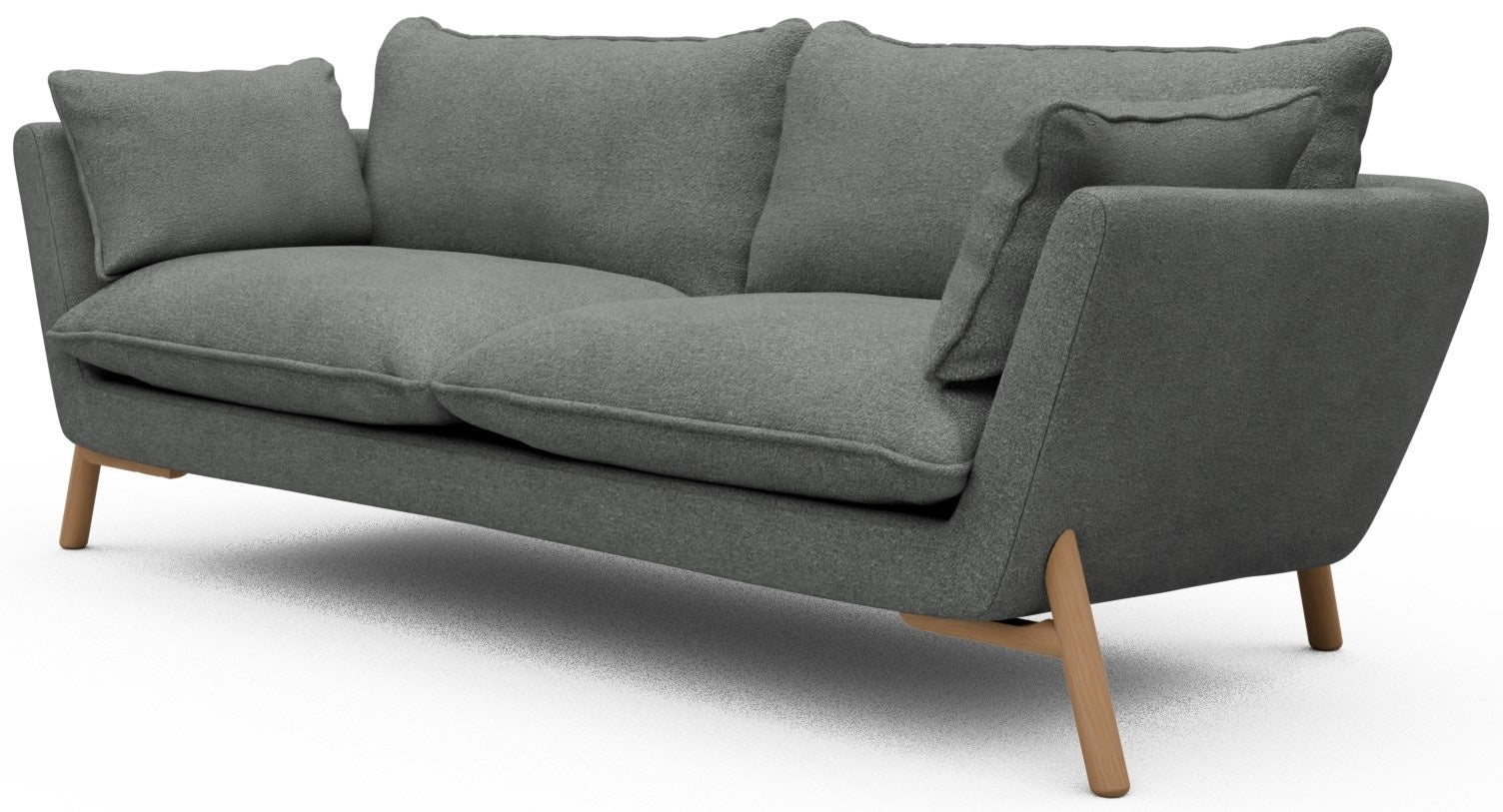 Kragelund Hasle 3-zits Bank Grijs Bouclé   Eiken