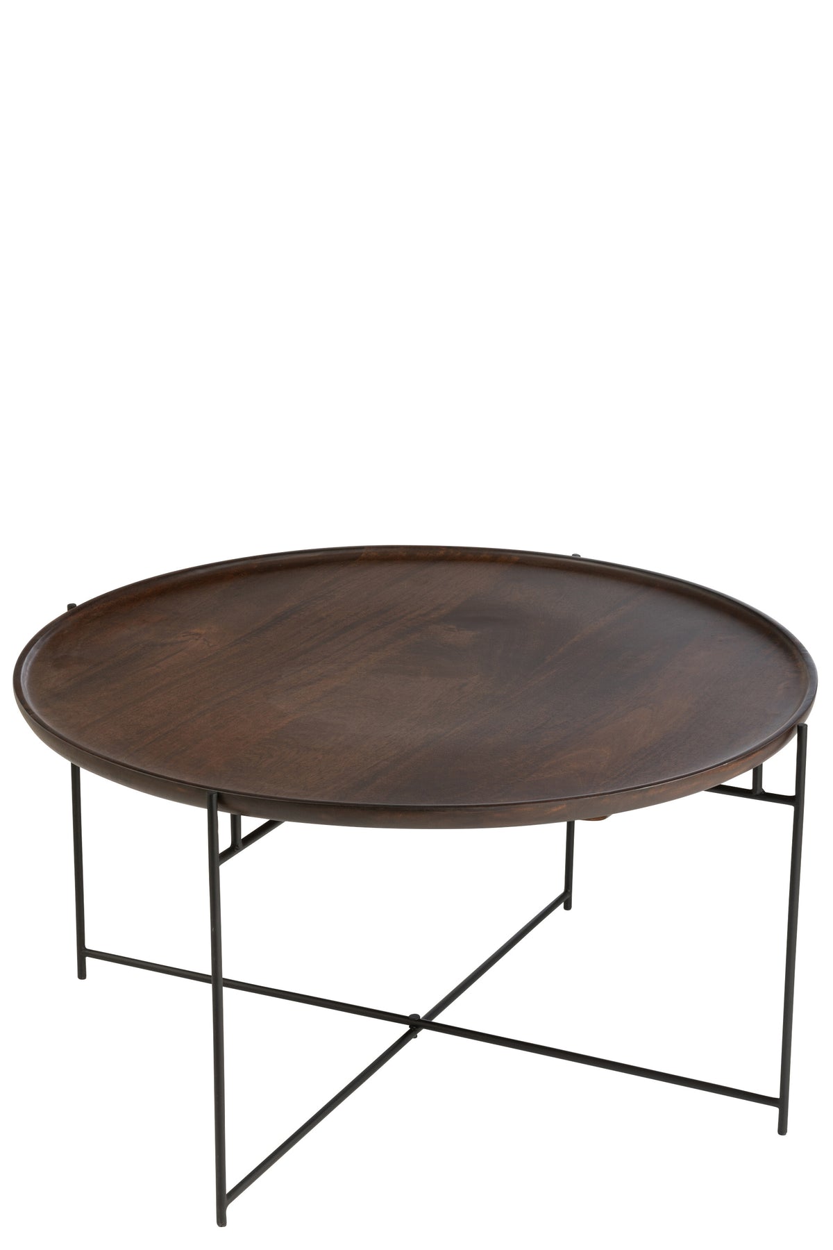 J-Line tafel Rond - ijzer/hout - bruin/zwart