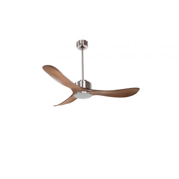 Modulo Regular Exterior - un ventilateur pour extérieur IP44, DC 132 cm Chrome pales abs marron sans Lumière20 à 35 m²