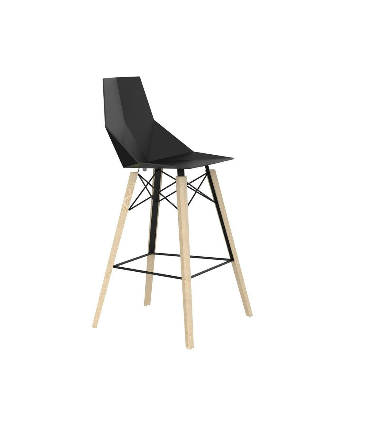 FAZ WOOD - Tabouret de bar noir
